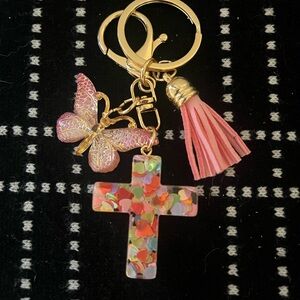 Colorful Cross and Butterfly Keychain Set